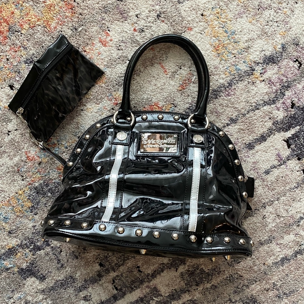 Y2K Leopard Studded Semi-Transparent Animal Print Bag from Betsey Johnson